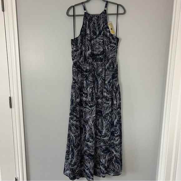 NWT Michael Kors Palm Print Halter Neck Dress - Picture 12 of 13